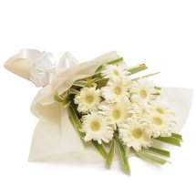 12 White gerberas bouquet