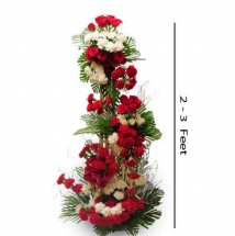 4 feet red roses and white carnations