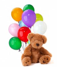 10 Air filled balloons and 12 Inches Brown Teddy