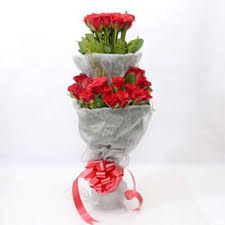Two Tier 50 red Roses bouquet