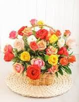 Three Dozen Assorted Color Roses in a Basket
