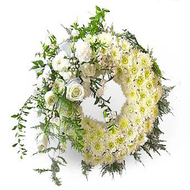 Funeral Wreath of 100 Assorted Flowers and Foliage