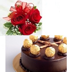 1/2 Kg Ferrero rocher chocolate Cake 3 roses