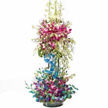 Blue and purple Orchids in 2 tier