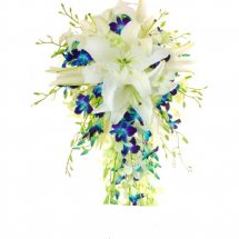 White lilies and Blue orchids bouquet