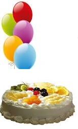 5 Air blown Balloons 1/2 Kg Fresh Fruit Cake