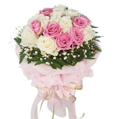 50 Pink and white Roses bouquet