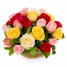 50 Mix Roses in a Basket