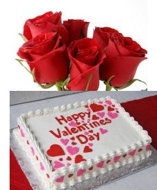 1 Kg Pineapple square Cake icing Happy Valentines Day 3 roses