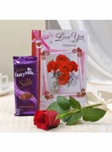 1 Cadburys Silk with 1 red roses and Card