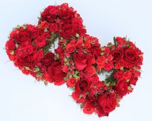 40 red roses in 2 hearts