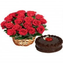 Half Kg Cake +24 Red Roses Basket